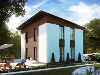 Fertighaus Contur 1 von massa haus Ausbauhaus ab 84999€, Pultdachhaus Außenansicht 1