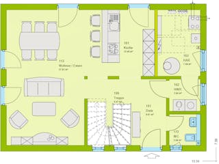 Fertighaus Contur 1 von massa haus Ausbauhaus ab 84999€, Pultdachhaus Grundriss 2