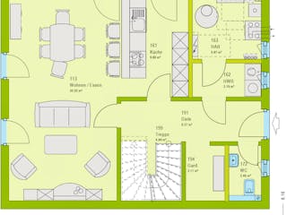 Fertighaus Contur 2 V1 von massa haus Ausbauhaus ab 83999€, Pultdachhaus Grundriss 1