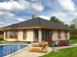 Massivhaus Bungalow CWB 18 von CMF Creativ Massiv Flexibel HAUSBAU Schlüsselfertig ab 183100€, Bungalow Außenansicht 2