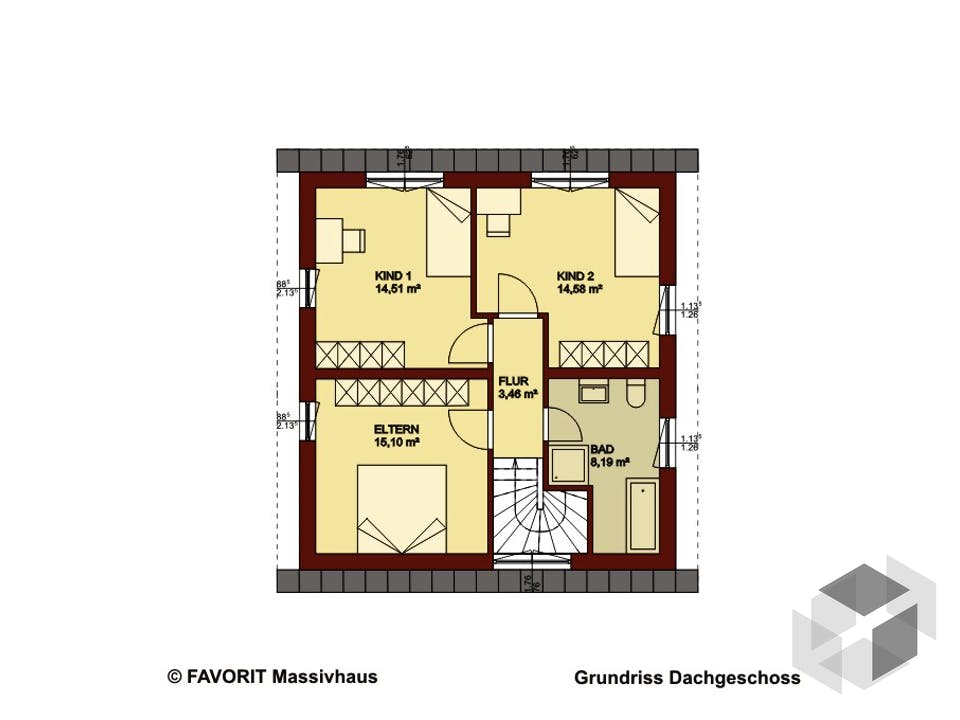 Creativ Sun 116 von Favorit Massivhaus Grundriss