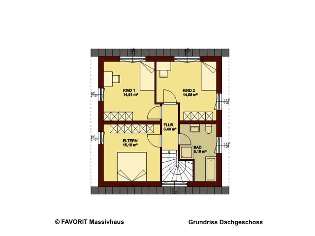Massivhaus Creativ Sun 116 von FAVORIT Massivhaus Schlüsselfertig ab 302280€, Pultdachhaus Grundriss 2