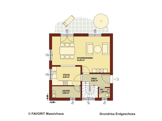 Massivhaus Creativ Sun 116 von FAVORIT Massivhaus Schlüsselfertig ab 302280€, Pultdachhaus Grundriss 1 Massivhaus Creativ Sun 116 von FAVORIT Massivhaus Schlüsselfertig ab 302280€, Pultdachhaus Grundriss 1