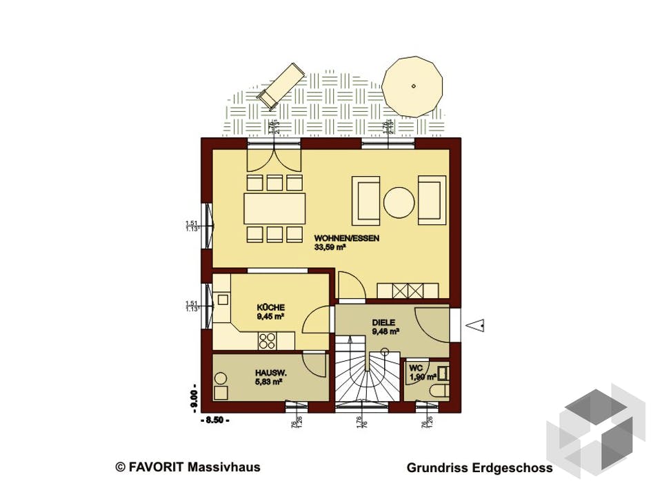 Creativ Sun 116 von Favorit Massivhaus Grundriss