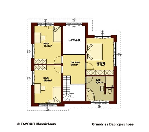 Massivhaus Creativ Sun 141 von Favorit Massivhaus Schlüsselfertig ab 362420€, Satteldach-Klassiker Grundriss 2