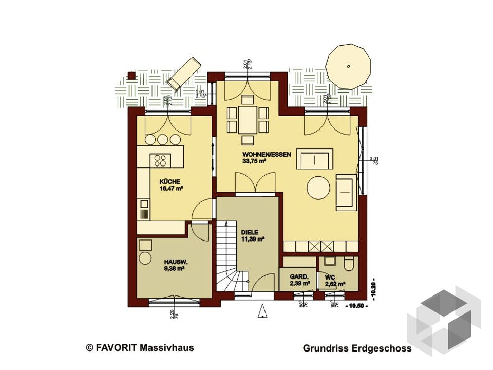 Creativ Sun 141 von Favorit Massivhaus Grundriss