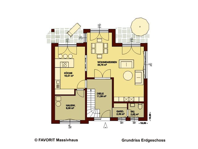 Massivhaus Creativ Sun 141(inactive) von Favorit Massivhaus, Satteldach-Klassiker Grundriss 1