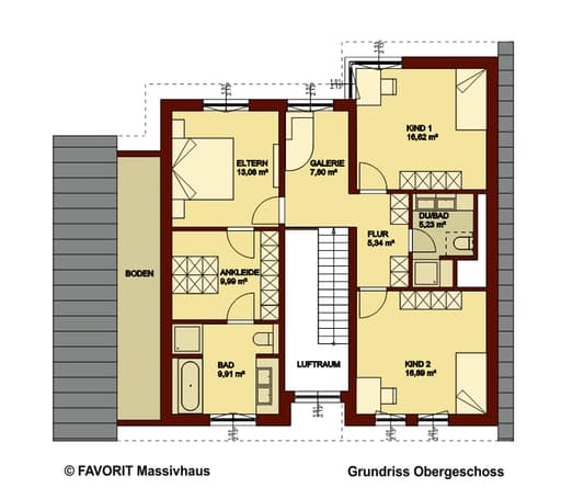 Massivhaus Creativ Sun 183 von Favorit Massivhaus Schlüsselfertig ab 477620€, Pultdachhaus Grundriss 2