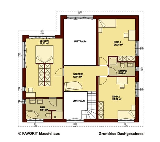 Massivhaus Creativ Sun 211 von Favorit Massivhaus Schlüsselfertig ab 499910€, Pultdachhaus Grundriss 2