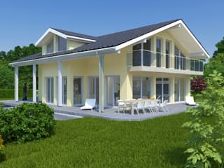 Fertighaus Das Creative 184 (inaktive) von ekodom Schlüsselfertig ab 217220€, Satteldach-Klassiker Außenansicht 1