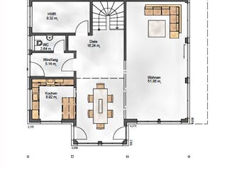 Fertighaus Das Creative 184 (inaktive) von ekodom Schlüsselfertig ab 217220€, Satteldach-Klassiker Grundriss 1
