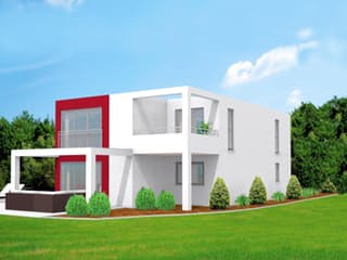 Massivhaus Cube 164 von F.C. Nüdling Fertigteiltechnik Schlüsselfertig ab 344400€, Cubushaus Außenansicht 2