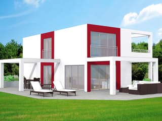 Massivhaus Cube 164 von F.C. Nüdling Fertigteiltechnik Schlüsselfertig ab 344400€, Cubushaus Außenansicht 3