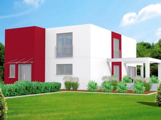 Massivhaus Cube 164 von F.C. Nüdling Fertigteiltechnik Schlüsselfertig ab 344400€, Cubushaus Außenansicht 1