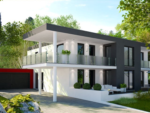 Massivhaus Cubus von Siegerland Massivhaus Ausbauhaus ab 285500€, Cubushaus Außenansicht 1