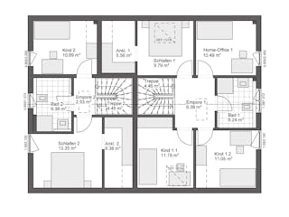 Fertighaus White&Black 220 von WHITE&BLACK Fertighäuser Ausbauhaus ab 288458€, Satteldach-Klassiker Grundriss 2