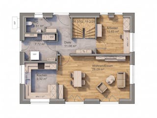 Massivhaus Satteldach 140 von AMR-Wohnbau Schlüsselfertig ab 310000€, Satteldach-Klassiker Grundriss 1