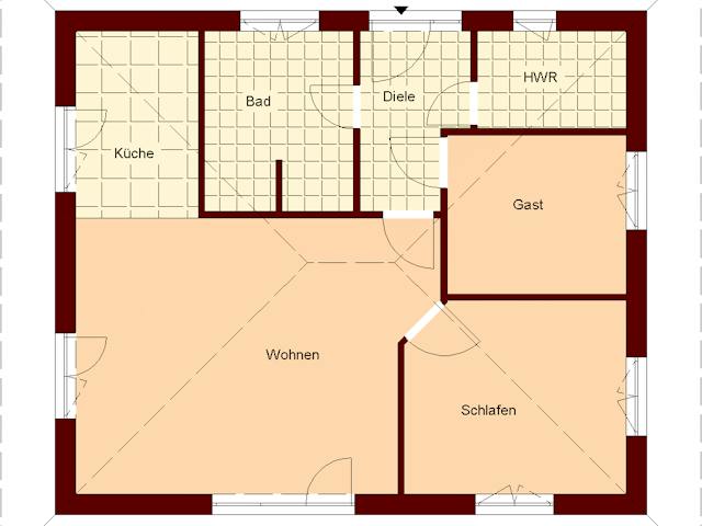 Massivhaus Glowe von TIMOWA Massivhäuser Schlüsselfertig ab 189900€, Bungalow Grundriss 1