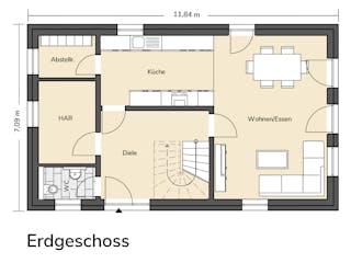 Massivhaus Einfamilienhaus 130 von BRALE Bau, Satteldach-Klassiker Grundriss 1