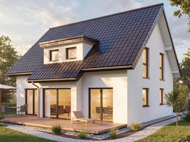 Massivhaus Einfamilienhaus Classic Piccolo von Domo 1999 Immobilien Schlüsselfertig ab 319000€, Außenansicht 1