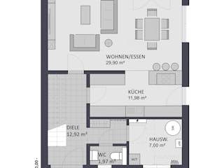 Massivhaus Entwurf CD122 - Flachdach von FAVORIT Massivhaus, Cubushaus Grundriss 1