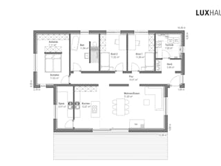 Fertighaus Bungalow Pultdach 145 von LUXHAUS, Bungalow Grundriss 1