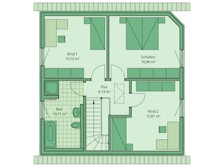 Fertighaus Da Capo 63 von SCHWABENHAUS Schlüsselfertig ab 243180€, Satteldach-Klassiker Grundriss 2