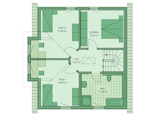 Fertighaus Da Capo 68 von SCHWABENHAUS Schlüsselfertig ab 264840€, Satteldach-Klassiker Grundriss 2