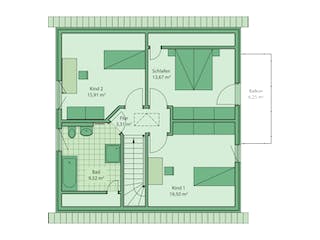 Fertighaus Da Capo 70 von SCHWABENHAUS Schlüsselfertig ab 247380€, Satteldach-Klassiker Grundriss 2