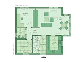Fertighaus Da Capo 70 von SCHWABENHAUS Schlüsselfertig ab 247380€, Satteldach-Klassiker Grundriss 1