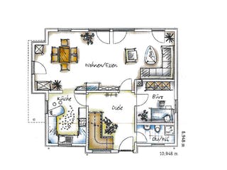 Fertighaus Dacapo 105 von Iller-Haus Schlüsselfertig ab 198000€, Satteldach-Klassiker Grundriss 2