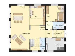 Fertighaus GEDO 312 von Deutsche ArchitektenHaus Schlüsselfertig ab 620000€, Satteldach-Klassiker Grundriss 1
