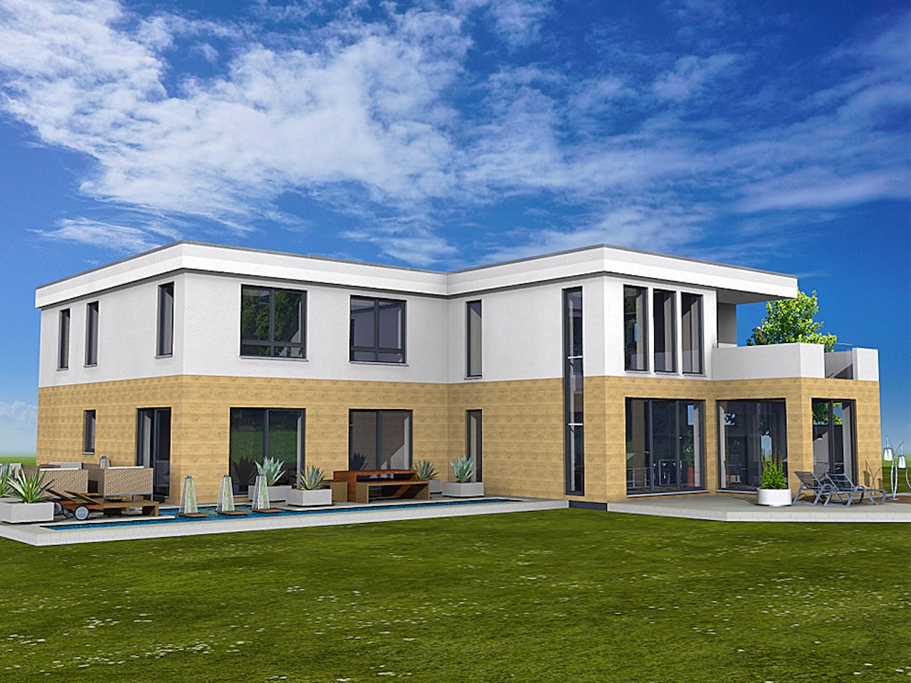 Fertighaus MONO 320 von Deutsche ArchitektenHaus Schlüsselfertig ab 694000€, Cubushaus Außenansicht 1