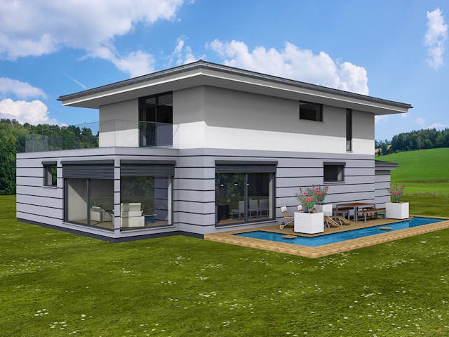 Fertighaus QUADA 320 von Deutsche ArchitektenHaus Schlüsselfertig ab 697000€, Stadtvilla Außenansicht 2