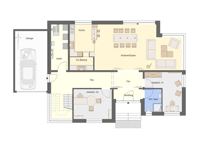 Fertighaus QUADA 320 von Deutsche ArchitektenHaus Schlüsselfertig ab 697000€, Stadtvilla Grundriss 1 Fertighaus QUADA 320 von Deutsche ArchitektenHaus Schlüsselfertig ab 697000€, Stadtvilla Grundriss 1