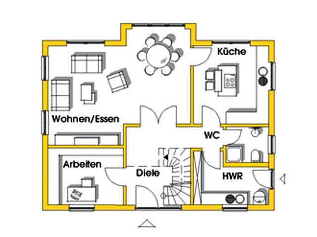 Fertighaus Alexandra (KfW-Effizienzhaus 40 EE) von Dammann-Haus Schlüsselfertig ab 360700€, Satteldach-Klassiker Grundriss 1