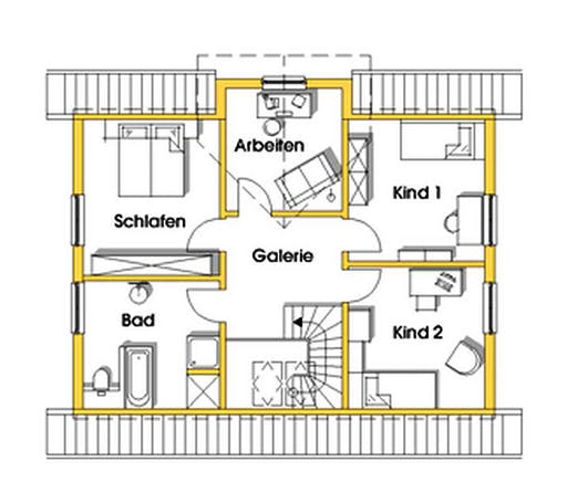 Fertighaus Alexandra (KfW-Effizienzhaus 40 EE) von Dammann-Haus Schlüsselfertig ab 360700€, Satteldach-Klassiker Grundriss 2