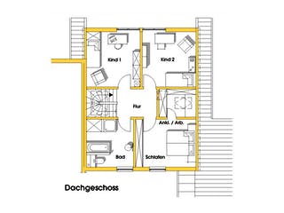 Fertighaus Anneke (KfW-Effizienzhaus 40 EE) von Dammann-Haus Schlüsselfertig ab 326500€, Satteldach-Klassiker Grundriss 2