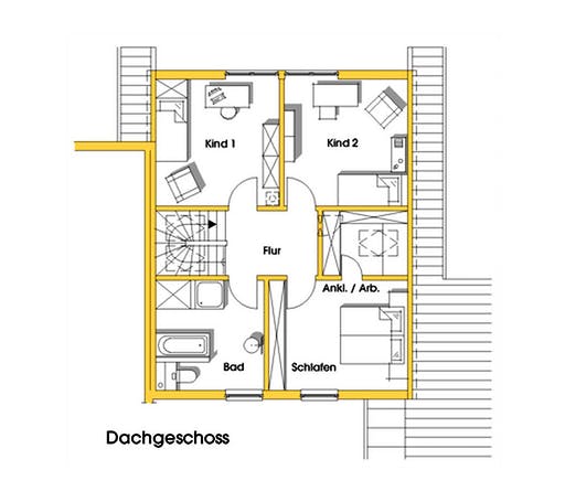 Fertighaus Anneke (KfW-Effizienzhaus 40 EE) von Dammann-Haus Schlüsselfertig ab 326500€, Satteldach-Klassiker Grundriss 2