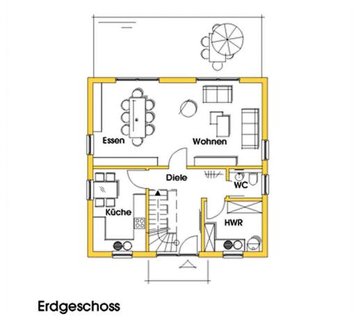 Fertighaus Christine (KfW-Effizienzhaus 40 EE) von Dammann-Haus Schlüsselfertig ab 328300€, Stadtvilla Grundriss 1