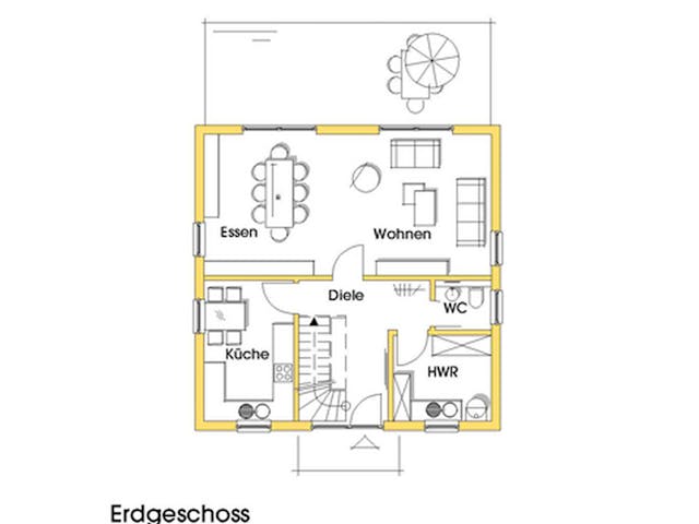 Fertighaus Christine (KfW-Effizienzhaus 40 EE) von Dammann-Haus Schlüsselfertig ab 328300€, Stadtvilla Grundriss 1