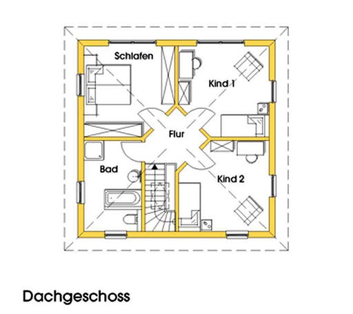 Fertighaus Christine (KfW-Effizienzhaus 40 EE) von Dammann-Haus Schlüsselfertig ab 328300€, Stadtvilla Grundriss 2