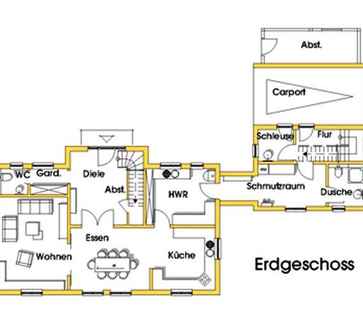 Fertighaus Heidi (KfW-Effizienzhaus 40 EE) von Dammann-Haus Schlüsselfertig ab 368100€, Satteldach-Klassiker Grundriss 1