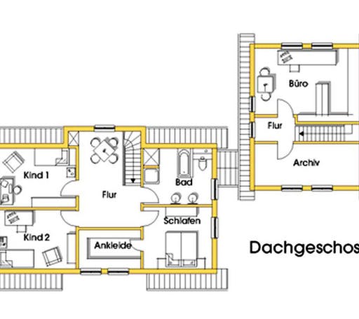 Fertighaus Heidi (KfW-Effizienzhaus 40 EE) von Dammann-Haus Schlüsselfertig ab 368100€, Satteldach-Klassiker Grundriss 2
