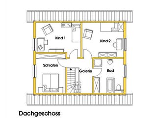 Fertighaus Imke (KfW-Effizienzhaus 40 EE) von Dammann-Haus Schlüsselfertig ab 323700€, Satteldach-Klassiker Grundriss 2