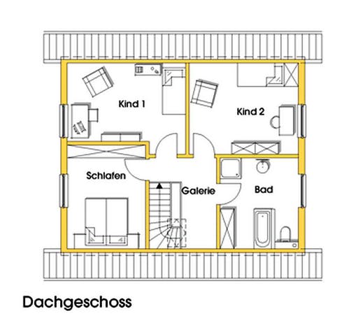 Fertighaus Imke (KfW-Effizienzhaus 40 EE) von Dammann-Haus Schlüsselfertig ab 323700€, Satteldach-Klassiker Grundriss 2