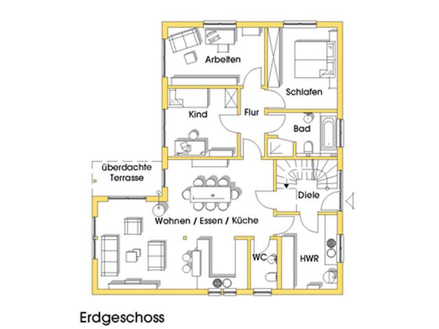 Fertighaus Irina (KfW-Effizienzhaus 40 EE) von Dammann-Haus Schlüsselfertig ab 491900€, Satteldach-Klassiker Grundriss 1 Fertighaus Irina (KfW-Effizienzhaus 40 EE) von Dammann-Haus Schlüsselfertig ab 491900€, Satteldach-Klassiker Grundriss 1