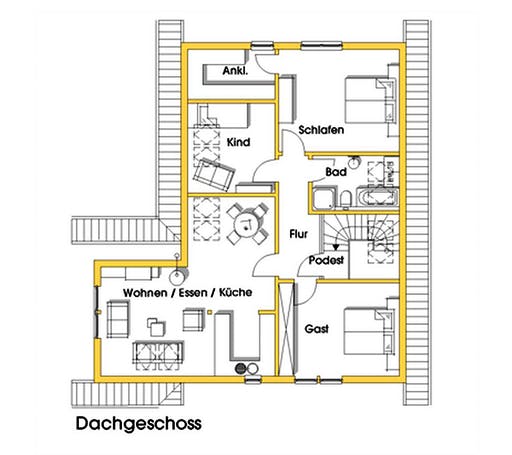 Fertighaus Irina (KfW-Effizienzhaus 40 EE) von Dammann-Haus Schlüsselfertig ab 491900€, Satteldach-Klassiker Grundriss 2