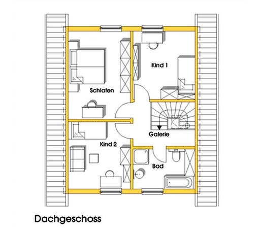 Fertighaus Isa (KfW-Effizienzhaus 40 EE) von Dammann-Haus Schlüsselfertig ab 297700€, Satteldach-Klassiker Grundriss 2