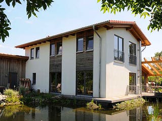 Fertighaus Judith (KfW-Effizienzhaus 40 EE) von Dammann-Haus Schlüsselfertig ab 399200€, Satteldach-Klassiker Außenansicht 1